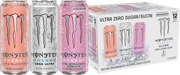 Monster Energy, Ultra Variety Pack (Zero Ultra, Ultra Peachy Keen, Ultra Strawberry Dreams), 473mL Cans, Pack of 12