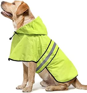 Domagiker Reflective Dog Raincoats - Waterproof Lightweight Dog Raincoat Rain Poncho, Adjustable Dog Raincoats Jacket for Night Dog Walking (Large, Green)