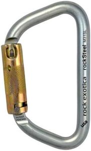 Rock Exotica rockSteel Auto-Lock Black Carabiner - Carabiner Heavy Duty 50kN Locking Carabiner for Rock Climbing and Professional Climbing Gear, Rescue, and Industrial Use