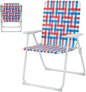 #WEJOY Anti-tip Over Folding Webbed Lawn Chair, Oversized 17-in High Beach Chair for Adults Heavy Duty,Aluminum High Seat Camping Chair for Elder Outdoor Garden Park Backyard(Blue/Grey/RED)