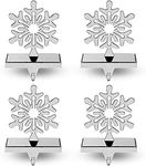 Season 4 Sparkles 4 Pieces Snowflake Stocking Holder Perfect for Hanging Stockings - Sturdy Christmas Stocking Holders for Fireplace Mantle as The Essential Christmas Decor