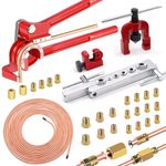 smseace 26Pack 3/16" Brake line kit Includes 25FT Brake Lines with Fittings(16pcs Fittings,2pcs Union+4pcs Nut)，Brake line Bender，Single Flaring Tool，Pipe Cutter 3/16" Brake Lines Flaring Tool kit