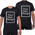 Custom T Shirts for Men/Women Design Your Own Shirt Add Text Personalized Cotton Tee Printed Front/Back Black