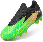 DREAM PAIRS Boys Girls Soccer Cleats Youth Firm Groud Football Shoes for Little/Big Kid,Size 1 Little Kid,Neon Green/Black,SDSO2401K