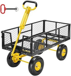 VIVOHOME Garden Cart Steel Heavy Duty 900 LBS Yard and Garden Wagon with 10 inch Tire and Handle Attach to ATV or Tractor Black