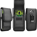 Tekcoo RFID Blocking Universal Cell Phone Holster for Galaxy S22 Ultra Note 20 S21 S20 FE S10 A02S A03S A13 A21 A32 A53 5G iPhone 14 Pro Max 13 Pro 12 11 Nylon Belt Clip Pouch Wallet Case Card Holder