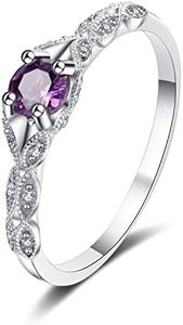 Bellitia Jewelry Bague Argent Femme 925 avec Améthyste Violette, Cadeau pour Fiançailles, Anniversaire, Fête des Mères, Saint-Valentin, Petite Amie, Anneaux avec Pierre de Naissance