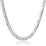 Sterling Silver Italian 3.5mm Diamond-Cut Cuban Curb Link Chain Necklace, 16 Inches