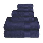 Trident Soft Comfort Air Rich Towels for Bath, 100% Cotton Towel, Super Soft, Highly Absorbent, 6 Pieces Towel Set, 500 GSM - Navy