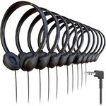 Bulktech Wired On-Ear Leather Headphones with 3.5mm Connector, Bulk Wholesale, 50 Pack, Black Color