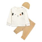 Real Basics Cotton Clothing Sets for Boys & Girls - Unisex Clothing Sets Full Sleeve T-Shirt & Pant -Size(0-3 Months) -Style(White-Cap)