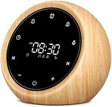 White Noise Machine with 2 Alarm Clock, 20 Soothing Sounds, 7 Color Night Light, Adjustable Volume, 5 Timer and Memory Function, Touch Control Sound Machine for Adults Babies Wood
