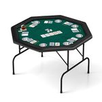 DC DICLASSE Foldable Poker Table, Octagon Card Table w/Stainless Steel Cup Holder,Casino Leisure Table Top Texas Hold 'Em Poker Table for Blackjack Board Game,Green Speed Felt