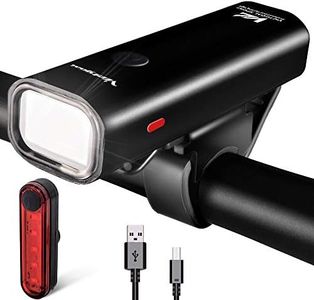 VICTGOAL USB Rechargeable Bicycle Light Set 400 Lumen Super Bright Headlight Front Lights and Back Rear LED 4 Light Mode Road Cycling Safety Flashlight Runtime 4+ Hours (Black)