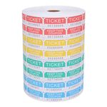 L LIKED 8000 Assorted Double Raffle Tickets 2000 per Roll 50/50 (Blue, Green, Red, Yellow)