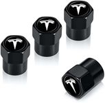 Tire Valve Stem Caps,Wheel Caps Compatible with Tesla Model 3,Model Y,Model X,Model S Series All Models, Metal Air Valve Cover Car Accessory,Not Made by Tesla,4 Pcs(Black)