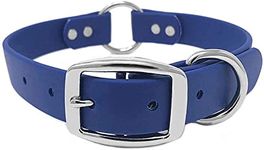 Regal Dog Products Large Blue Waterproof Dog Collar with Heavy Duty Double Buckle & D Ring | Vinyl Coated, Custom Fit, Adjustable Biothane Dog Collar | Chew Resistant Waterproof Collar for Dogs