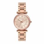 Fossil Women's Carlie Quartz Stainless Steel Watch, Rose Gold Glitz, Regular, Quartz Movement