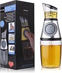 Superior Glass Oil and Vinegar Dispenser, Measuring Oil Pourer for Kitchen, Clear Glass Oil Bottle with Scale, 8.5 Oz