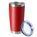 HASLE OUTFITTERS 20oz Tumblers Stainless Steel Mugs with Lid Double Wall Vacuum Insulated Coffee Cups for Cold & Hot Drinks (20oz-Red, 1 Pack)