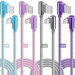 iPhone Charger,4 Pack 2M+3M Lightning Cable [Apple MFi Certified] Right Angle 90 Degree iPhone Charging Cable Nylon Braided Cord Compatible with iPhone 14/13/12/11 Pro Max/XS MAX/XR/XS/X/8/7/Plus/iPad