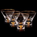 DUJUST Luxury Martini Glasses Set of 4 with Golden Rim (8oz), Crystal Stemless Cocktail Glasses with 24K Gold Leaf Flakes, Margarita Glasses for Home bar/Cosmopolitan/Manhattan, BPA & Lead-Free