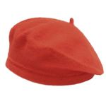 ZLYC Wool Kids Beret Hat Girls Solid Color Artist French Beret Cap, Red, One Size