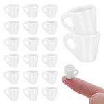 Cobee Dollhouse Mini Coffee Cups, 20 Pieces Miniatures Mug Cups Tea Cup Dolls House Miniature Kitchen Decoration Cake Topper Decoration Pretend Play Accessories(White)