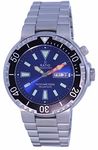 RATIO FreeDiver Dive Watch Sapphire Crystal Blue Dial Stainless Steel Japanese Quartz Diver Watch 1000M Water Resistant Diving Watch for Men