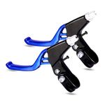 1 Pair Bicycle Brake levers, 2pcs Aluminium Alloy Bike Brake Handle Universal 4 Finger 2.2cm fits for Most Bicycle, MTB、BMX、Road Bike. (Blue)