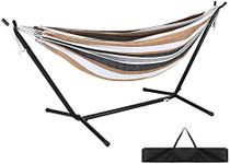 Portable Double Hammock with Stand Hanging Chair Outdoor Garden Beach Bed Travel Camping Gear Colourful