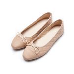 AFEETSING Women's Round Toe Ballet Flats Comfortable Bow Dressy Flats Shoes for Women, B-nude, 8