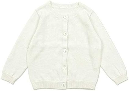 GSVIBK Girls Cardigan Long Sleeve Crewneck Cardigans Solid Knit Button Sweater Cardigan Baby Girl 12-18M White 6112