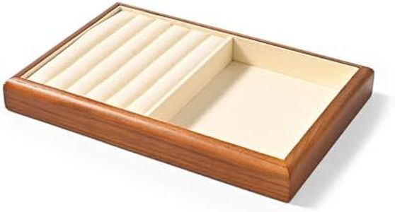 Oirlv Bandejas De Madera Maciza Multifuncionales Para Joyas, Apilables, Organizador De Joyas(Blanco Crema)