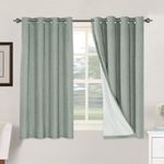 H.VERSAILTEX 100% Blackout Curtains for Bedroom Thermal Insulated Linen Textured Curtains Heat and Full Light Blocking Drapes Living Room Curtains 2 Panel Sets, Green Bay, 52x54 Inch