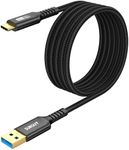 SUNGUY 10FT USB C 3.0 Android Auto Cable, 5Gbps 3A Fast Charging & Data Transfer Braided USB C 3.1 Cable, Compatible with iPhone 15/15 Pro Max, Galaxy S23 S22 Ultra Note 20, SSD (Black)