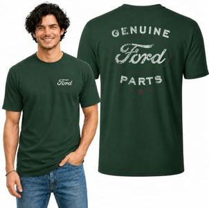Wild Bobby Genuine Ford Parts Vintage Distressed Cars and Trucks Mens Graphic Tees Front and Back T Shirt Printed Graphic Tees for Men, Forest Green, 5X-Large
