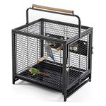 Yaheetech Travel Bird Cage Carrier Wrought Iron Budgie Cage with Black Net Cover for Small to Medium Sized Birds Parrotlets Lovebirds Conures Cockatiels