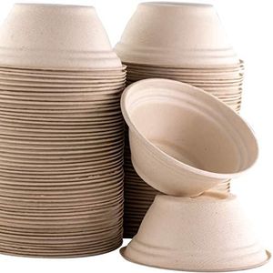 Biodegradable 8 Oz Bowls Parent PLACEHOLDER Tableware 8 Ounce Kraft Brown Paper Wheatgrass