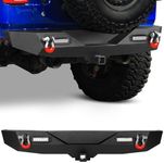 YITAMOTOR Rear Bumper Compatible for 2018-2025 Jeep Wrangler JL & Unlimited w/LED Lights, Hitch Receiver & D-Rings, Black
