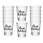 Cheers es! Girls Shot Glass, 1.75oz - Set of 12 Perfect Birthday Shot Glasses for Women, Bachelorette Party Shot Glasses, Funny Shot Glasses for Adults, Birthday Shot Glass, Cute Shot Glasses