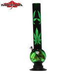 Meesa TTS 16-Inch Single Bulb Acrylic Water Pipe Bong with Leaf Print (40 cm, Green)