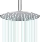 AULEEND Rain Shower Head Round Shower Head, High Flow Stainless Steel Rainfall Shower Head, High Pressure Design (B-Chrome, 12)