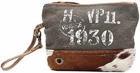 Myra Bag Vintage 1930 Upcycled Canvas Wristlet Bag S-1144
