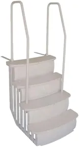 Main Access Easy Entry Steps with Dual Handrails for 48-54 Inch Above Ground Swimming Pools with Deck/Platform, Taupe