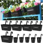 behen bahen Balcony planters Railing Hanging planters for Outdoor Plants Deck Railing Planter Boxes Window Boxes planters,Fence planters,Flower pots,herb Garden Planter Plant Traps (10, Matte Black)