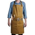 Case4Life - Waxed Canvas Tool Gardening Apron - Adjustable Waist & Neck – Multi-Purpose for Gardening Tools, DIY, Woodwork, Carpenters, Artists - Unisex, Heavy Duty & Water Resistant