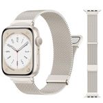 CeMiKa Adjustable Metal Strap Compatible with Apple Watch Straps 41mm 40mm 38mm 42mm, Double Magnetic Stainless Steel Band for iWatch Series 10 9 8 7 6 5 4 3 SE SE2, Women Men, Starlight