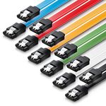 deleyCON SATA 3 Cable, 6x 50cm (1.64 ft.) - 6 GBit/s Data Transfer - Set of 6 Colored SATA III Cables with Metal Clip - Compatible with HDD, SSD, SATA Devices