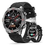 Smart Watch for Men with LED Flashlight, 1.43" AMOLED Display, Outdoor Smartwatch with Compass/Altitude/Air Pressure, Waterproof Fitness Tracker Watch with Heart Rate Sleep Monitor for iOS Android